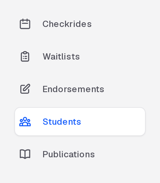 The sidebar of an instructor, with Students beneath Endorsements